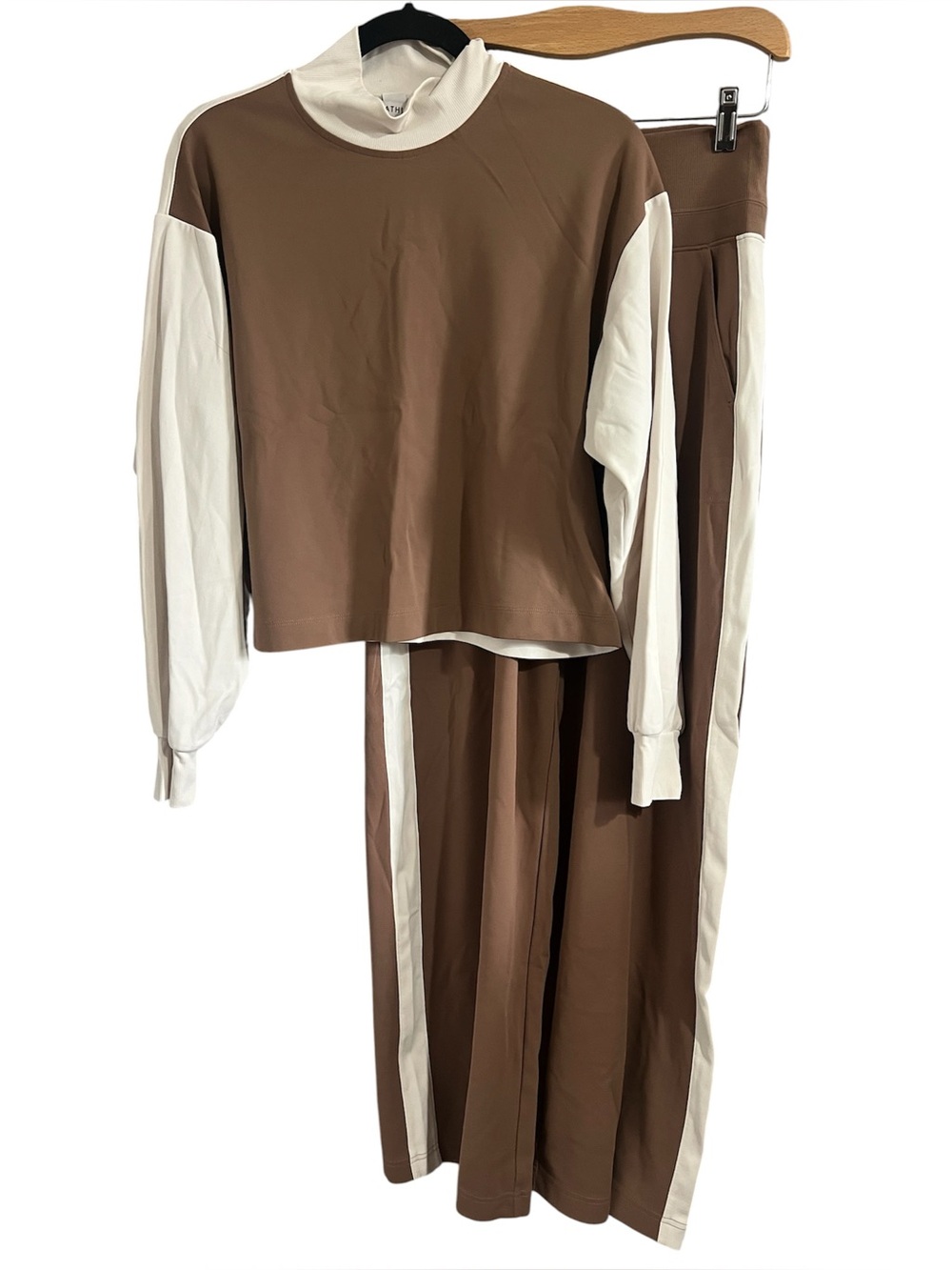 Athleta Two-Piece Brown and Cream Lounge Set